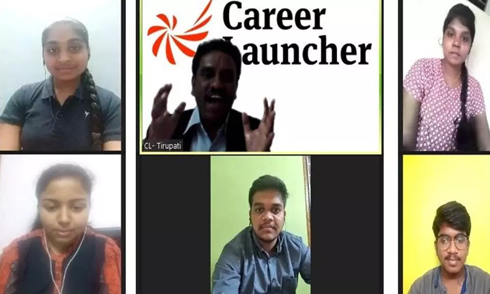 Students of Career Launcher attending online classes on Saturday
