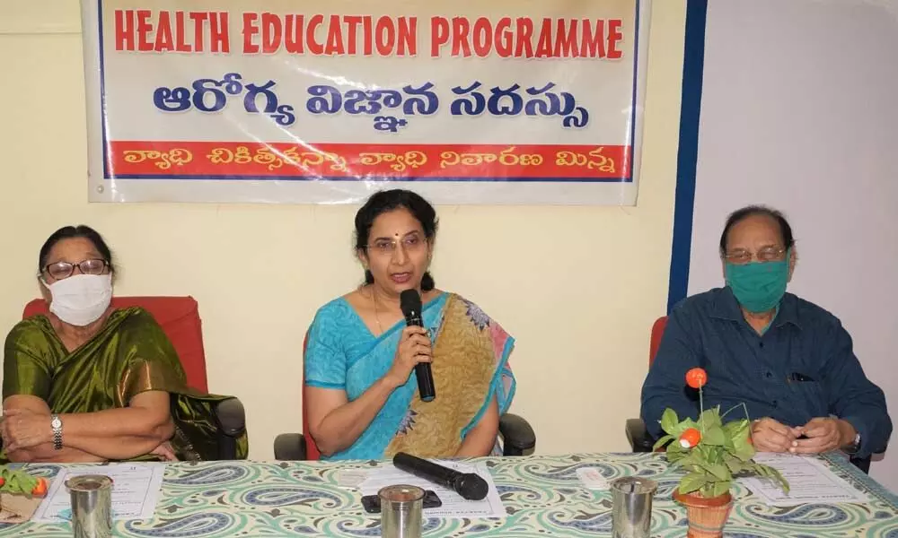 Dr V Radhika Reddy, Psychiatrist speaking on Depression in women in the Health Education Programme