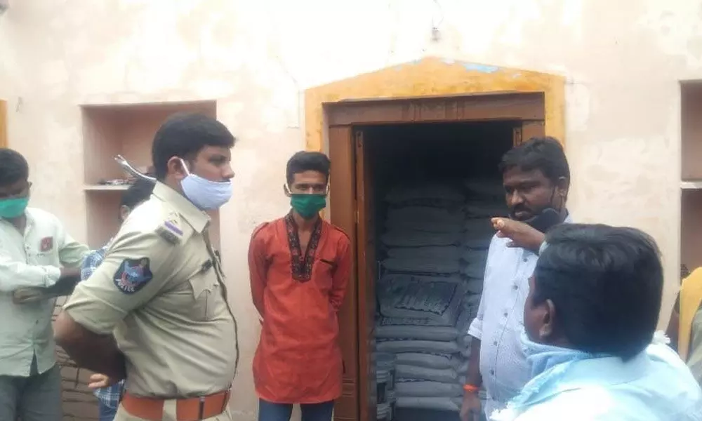 Agriculture officials conducting raids at a house in Veldurthy village of Kurnool district on Saturday