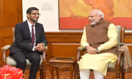 Prime Minister Narendra Modi interacts with Sundar Pichai on tech, work culture