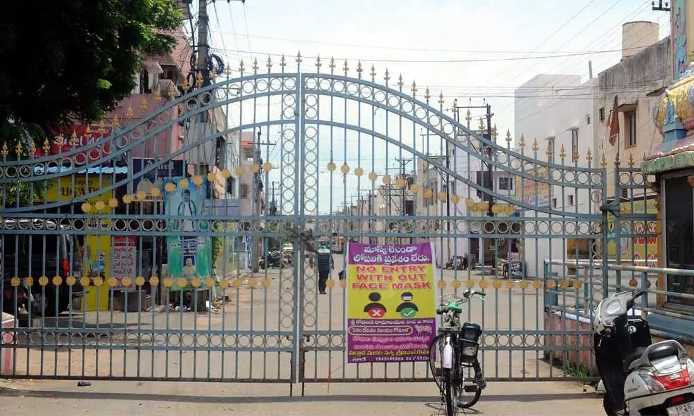 The closed main gate of the market