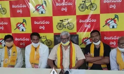 TDP leader Ambati Joji Reddy addressing the media persons in Karimnagar on Tuesday
