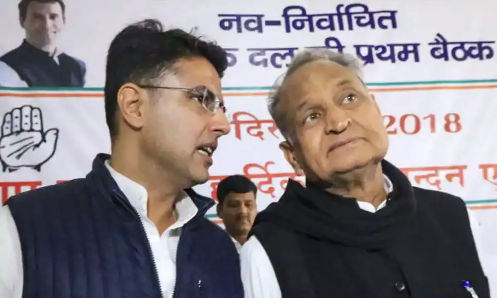 Rajasthan CM Ashok Gehlot with former deputy CM Sachin Pilot.
