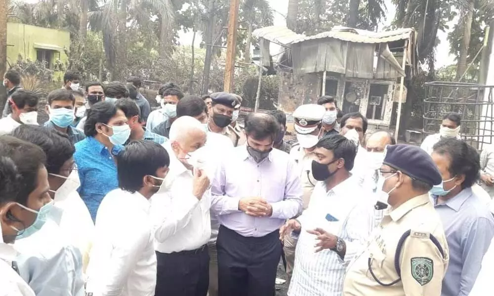 Rajya Sabha member V Vijayasai Reddy visits Visakha Solvents in Visakhapatnam