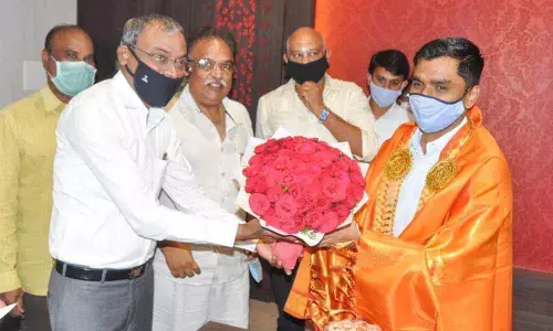 District Food Processing units’ owners felicitating District Collector B N Gupta in Chittoor on Thursday