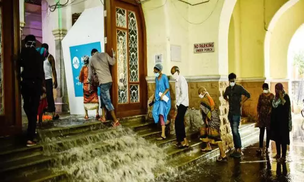 Bandi Sanjay lambasts CM KCR over rainwater entering into Osmania Hospital in Hyderabad