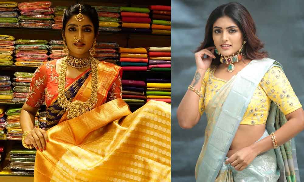 Actress Eesha Rebba Showcasing Saree & Jewellery by Sri Krishna Silks ...