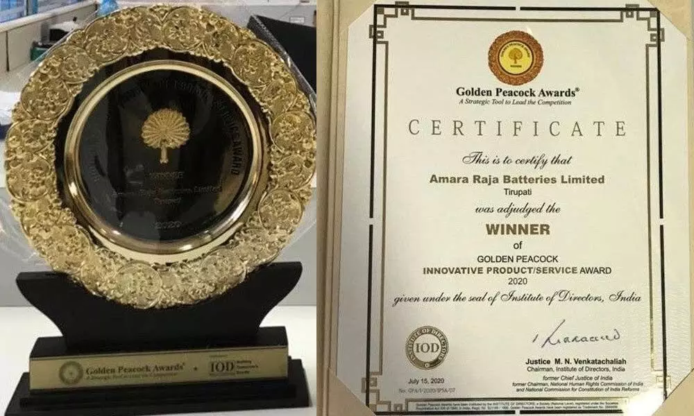 Amara Raja wins Golden Peacock Award