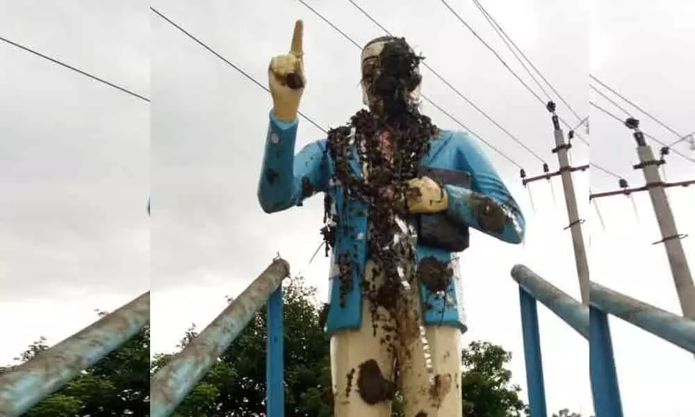 Telangana: Ambedkar statue defaced at Kamareddy