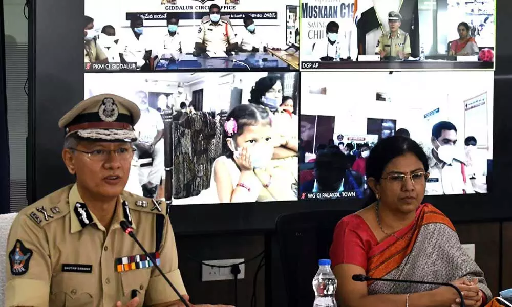 DGP D Gautam Sawang addressing officials on conclusion of Operation Muskaan drive