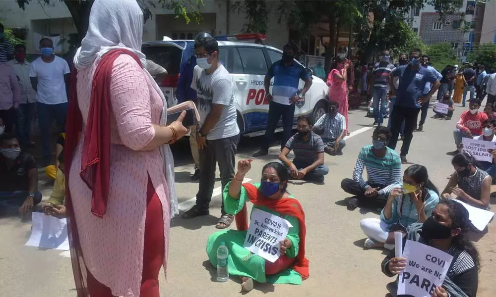 Parents stage protest again over school fee in Secunderabad