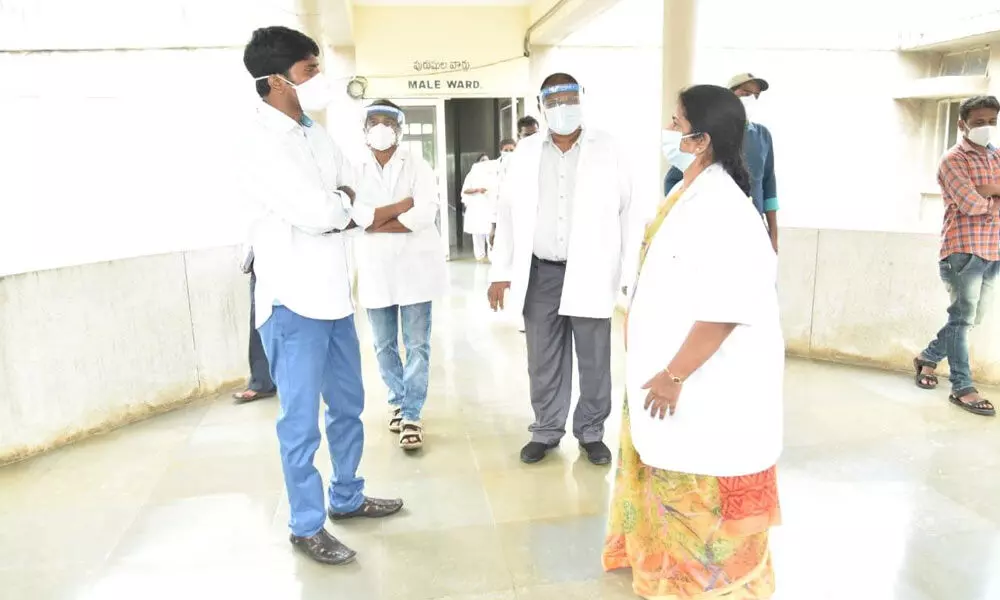 District Collector C Narayana Reddy at ESI Hospital in Nizamabad on Wednesday