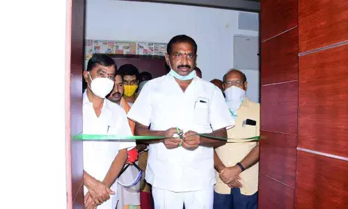 City Mayor Y Sunil Rao inaugurating new chamber of the Mayor at Karimnagar Municipal Corporation on Thursday