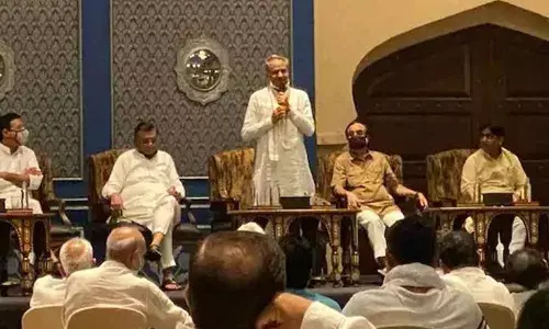 Rajasthan Chief Minister Ashok Gehlot, during a meeting of the Congress Legislature Party