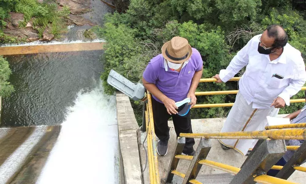 TTD Additional EO AV Dharma Reddy inspecting Papavinasam dam in Tirumala on Sunday