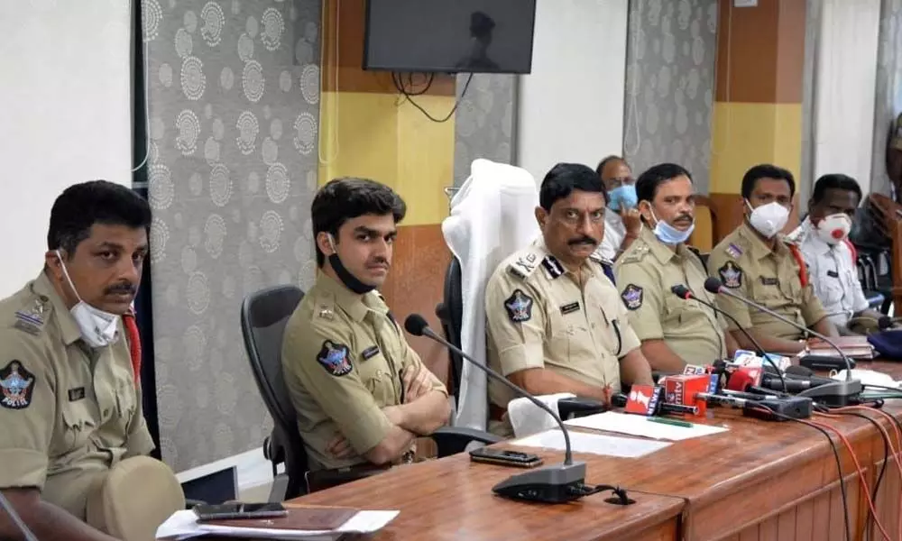 Commissioner of Police R K Meena speaking at a press conference in Visakhapatnam on Sunday