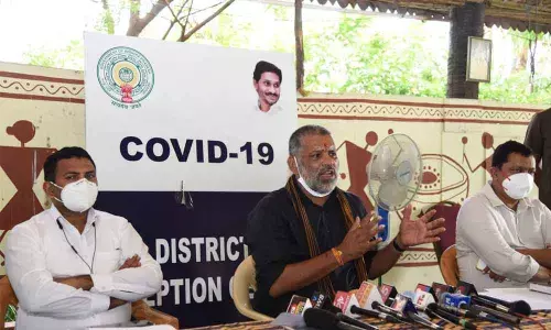 MLA Chevireddy Bhaskar Reddy addressing a media conference at Silparamam in Tirupati on Monday