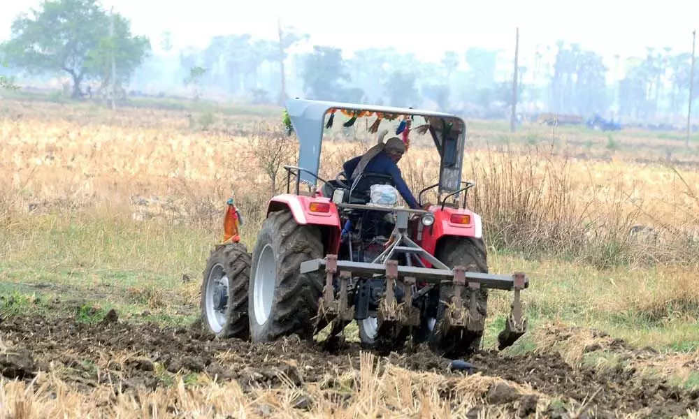 A farmer ploughing his farmland near Vuyyur in Krishna district	Photo: Ch Venkata Mastan