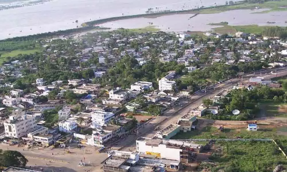 Aerial view of Bhadrachalam  town