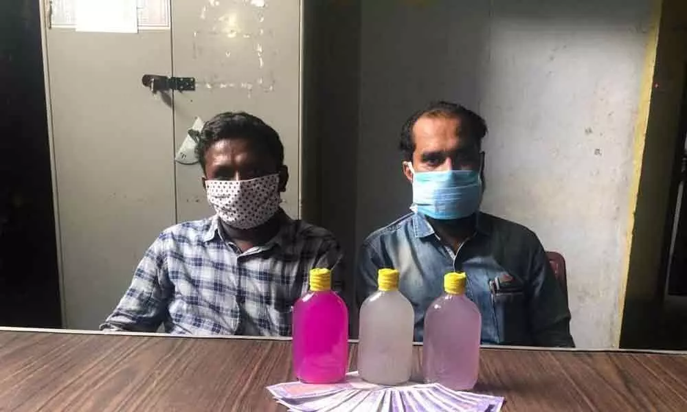 VRO and computer operator trapped by the ACB sleuths at Wyra Tahsildar office on Thursday