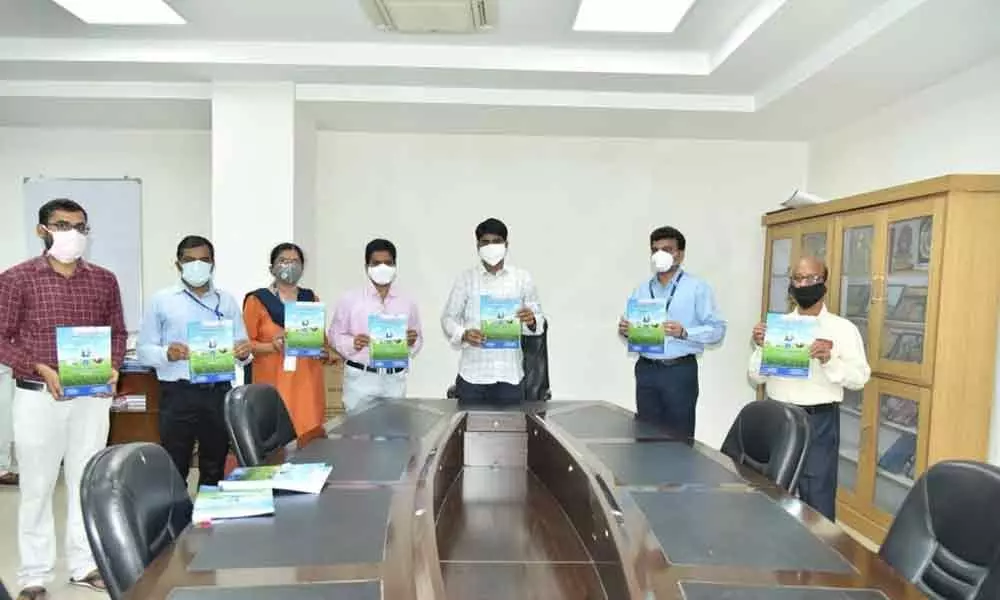 District Collector C Narayana Reddy releasing 2020-21 Annual Credit Plan of the district at his camp office in Nizamabad on Thursday