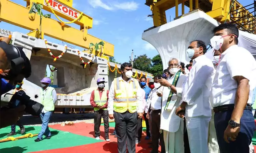 TTD Chairman Y V Subba Reddy, MLA Bhumana Karunakar Reddy and Commissioner P S Girisha inaugurating Garuda Vaaradhi works  at Kapilathirtham bypass road in Tirupati on Friday