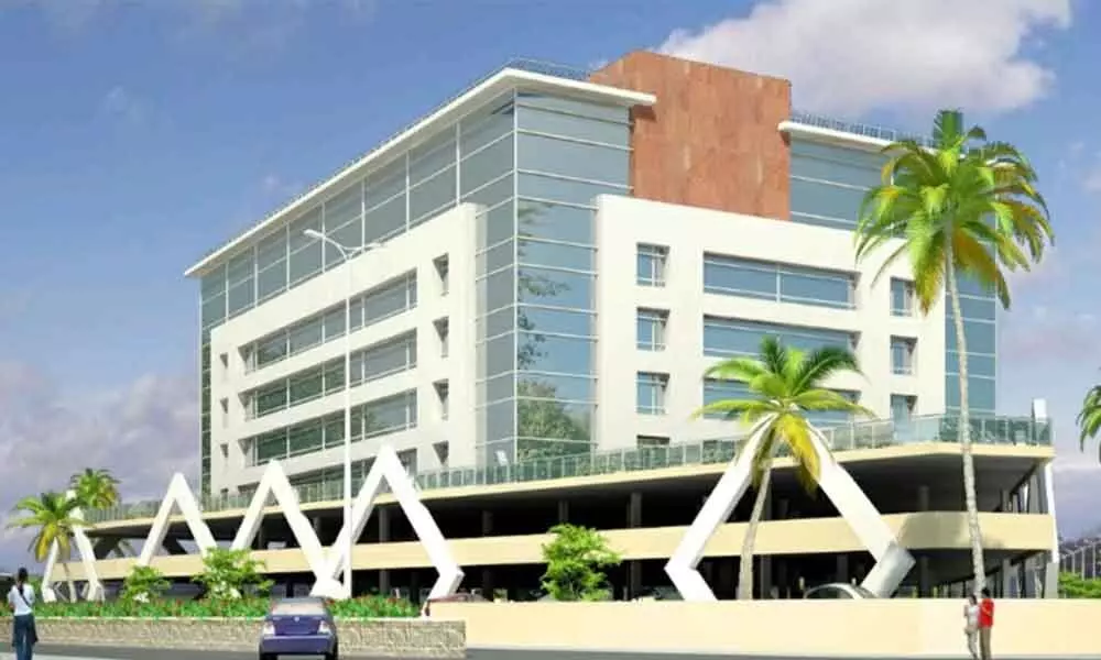 A design of the upcoming multi-level car parking facility at Siripuram in Visakhapatnam