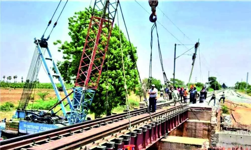 Bridge works under progress in Guntakal Railway Division