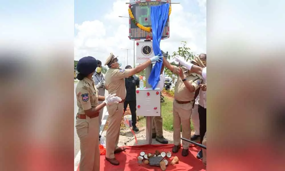 Hyderabad: CP Mahesh Bhagwat inaugurates speed radars on Nehru ORR