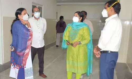 Warangal Urban District in-charge Collector M Haritha speaking to KMC officials in Warangal on Saturday