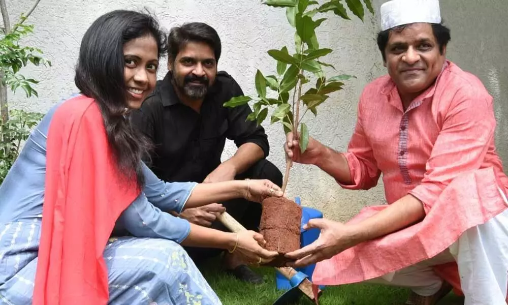 Tollywood Comedian Ali planted saplings at his residence in Manikonda