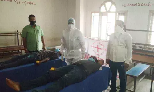 People donating plasma at a blood donation camp at Manjreera Degree College in Kamareddy on Sunday