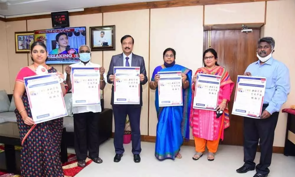 Nannaya University Vice-Chancellor Prof Mokka Jagannadha Rao releasing a brochure on International faculty development programme on Monday