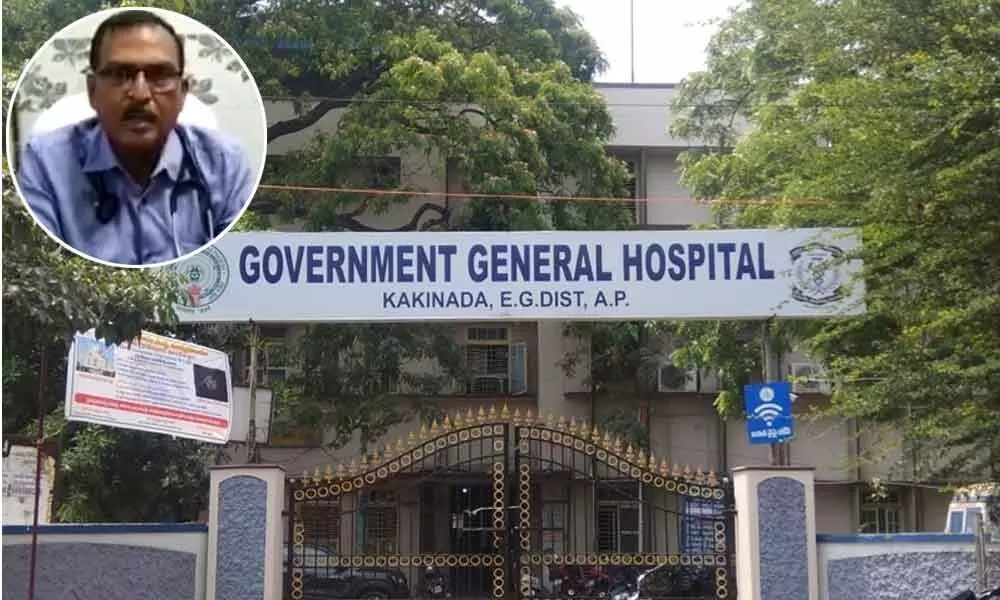 Government General Hospital, Kakinada; GGH Superintendent Dr M Raghavendra Rao addressing the media in Kakinada on Tuesday (Inset Photo)