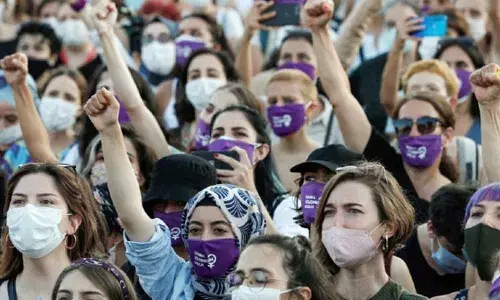 Women rally against domestic violence