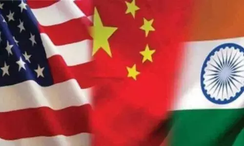 US ,China and India National Flags