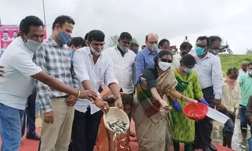 State Animal Husbandry Principal Secretary Anitha Rajendran and Bhootpur MPPK Shekar Reddy