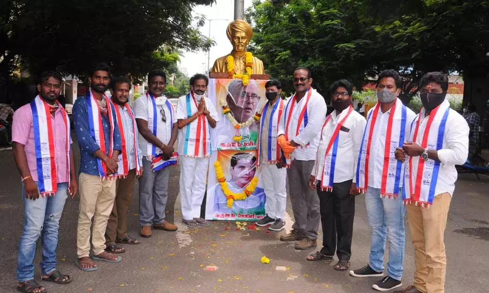 BC leaders paying tributes to Phule, Mandal and VP Singh in Chirala on Friday