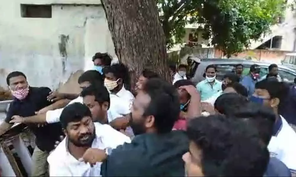 Youth Congress leaders in a brawl at Warangal DCC office on Sunday