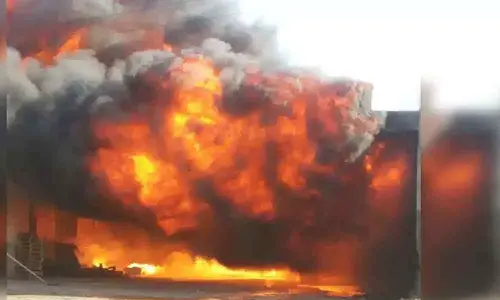 Fire engulfs plywood godown in Hyderabad