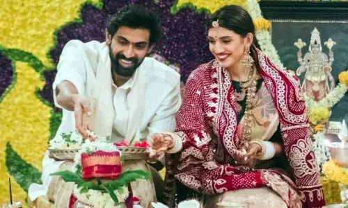 Rana And Miheeka Perform The Traditional Satyanarayana Pooja Post Wedding