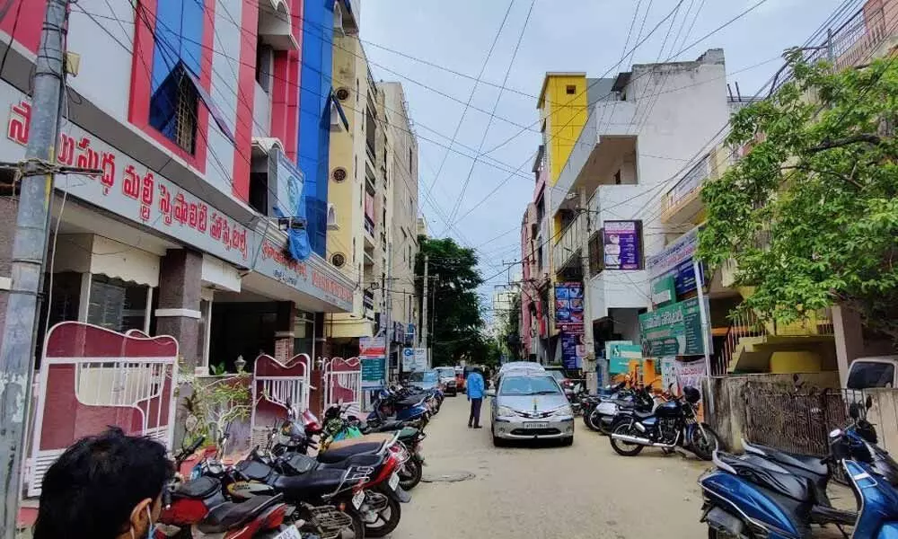 A view of private hospitals in Reddy and Reddy colony in Tirupati