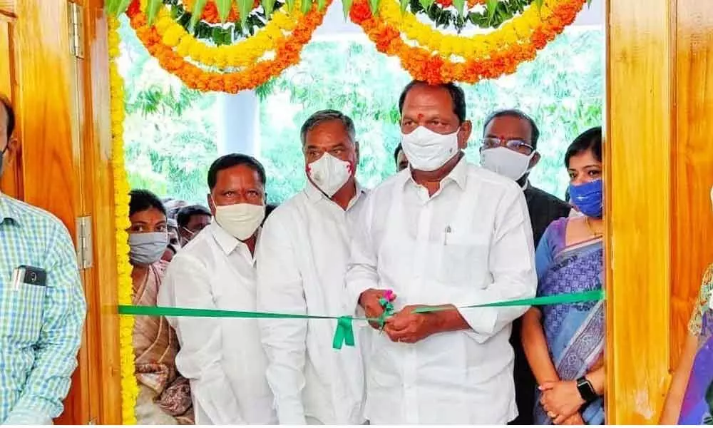 Welfare Minister Koppula Eshwar inaugurating MPDO office in Sultanabad mandal on Monday