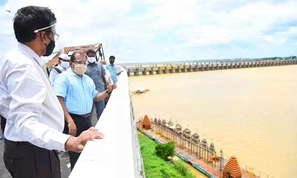 District Collector Md Imtiaz inspecting the flyover works on Tuesday