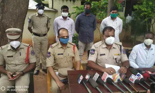 ACP Bhujanga Rao briefing the media about adulterated milk racket at Bhongir rural police station on Wednesday