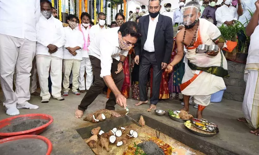 KTR conducts bhoomi puja for rail coach factory in Hyderabad outskirts