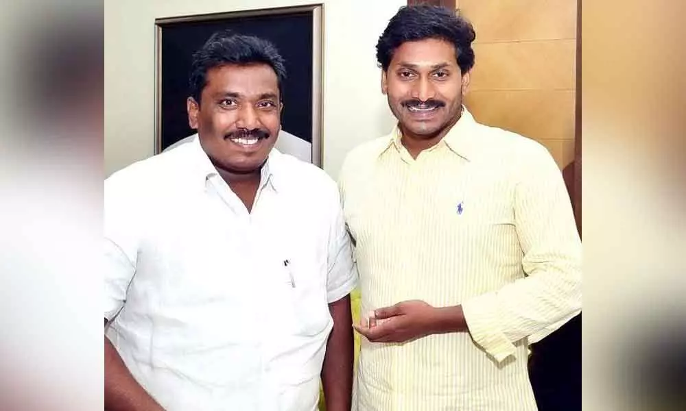 Botla Ramarao with YSRCP president and Chief Minister Y S Jagan Mohan Reddy