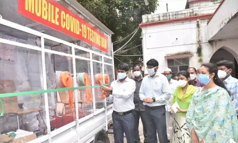 Mobile lab for Covid tests inaugurated by Collector C Narayana Reddy