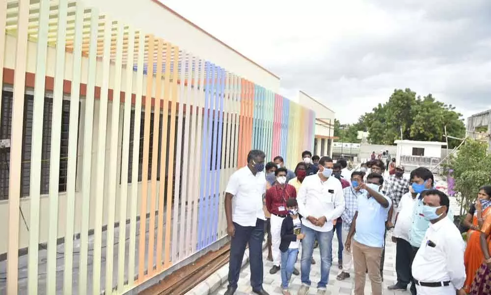 A government school getting a facelift under Naadu-Nedu in Anantapur town