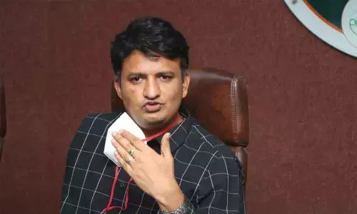 Municipal Commissioner P S Girisha addressing media in Tirupati on Sunday